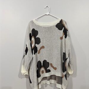 JODIFL Floral Crew Neck Sweater - Black, Brown, Cream